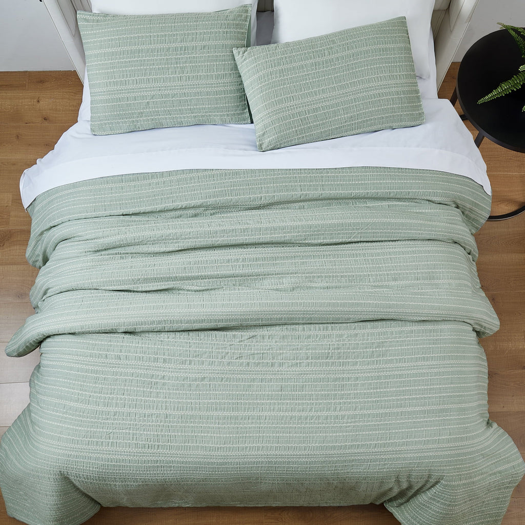 Crafted Woven 3-Piece Comforter Set, Green River, Full Queen, All Ages - Image 2