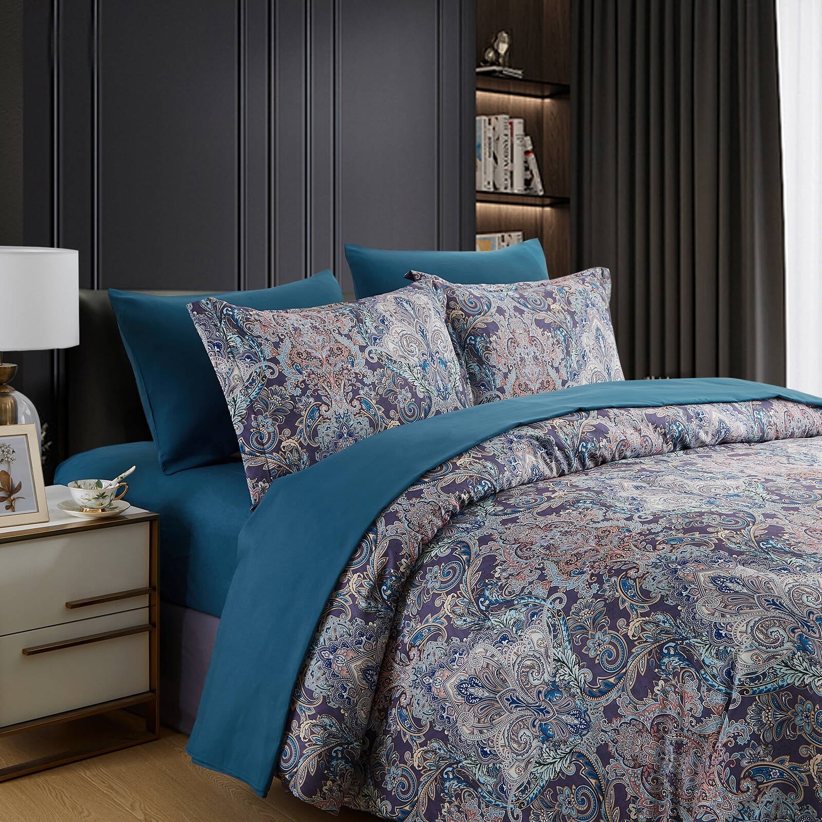 Wajade 7PCS Boho Paisley Print Luxury Comforter Bed in a Bag Set Queen Size, Vintage Floral Medallions Microfiber Bedding Set - Image 5
