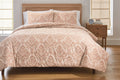 Woven Damask 2-Piece Comforter Set, Blush, Full Queen, All Ages
