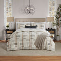 Full/Queen Comforter Set, All-Season, 5-Piece, Tan Modern